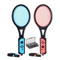 Tendak Tennis Racket for Nintendo Switch Joy-Con Game Accessories for Mario Tennis Aces Game with 12 in 1 Game Card Case (2 Pack Black)