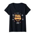 Damen Feel Good 70’s Vintage Retro Design Groovy Feeling T-Shirt mit V-Ausschnitt
