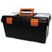 Plastic Tool Box with Tray and Dividers Black 22 Inches