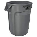 Rubbermaid Commercial Products BRUTE Heavy-Duty Trash/Garbage Can 32-Gallon Gray Waste Container Home/Garage/Bathroom/Outdoor/Driveway