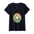 Damen Retro Poker Chips - Kasino Karten Texas Holdem Vintage Poker T-Shirt mit V-Ausschnitt