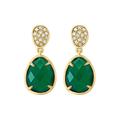 14k Yellow Gold Pavé Diamond & Green Onyx Drop Earrings - Green - Effy Earrings