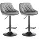 Lot de 2 Tabouret de Bar en Velours,tabourets de Cuisine Hauteur réglable,gris clair