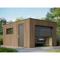 Garage Bois Composite silverstone - Bardage Couleur Teck / Teak - Surface : 20m² - Porte