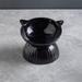 SPGIE Ceramic Cat Bowl Dog Bowl Pet Bowl Sloping Mouth High Foot Protection Cervical Spine Cat Food Basin Cat Black Water Bowl Pet Products(Black cat ears+black base)