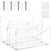 Ikoopy Acrylic Mail Holder Clear Mail Organizer with Non Slip Mat Countertop Acrylic Mail Sorter Lightweight Acrylic File Letter Organizer Multifunctional Envelope Mail Holder for Home Office School