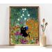 Gustav Klimt Garden Cat Canvas and Poster Klimt Flowers Cat Poster Black Cat Art Floral Print Funny Cat print Funny gift Home decor Poster