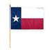 AGAS Texas Stick Flag 12x18 Inch with 24 inch Wood Pole - Printed Polyester - State of Texas Handheld Desk Flag Small Texas Flag