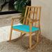 Costway Patio Rocking Chair Acacia Wood Armrest Cushioned Sofa Garden Deck Turquoise