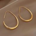 Glossy Minimalist Water Drop Design Hoop Earrings Copper Plated Jewelry Vintage Elegant Style For Women Daily Wear