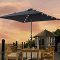 ACEGOSES LED Outdoor Patio 6.5x6.5ft Deck Solar Light Market Umbrella Outside Table Umbrellas With Polyester canopy Anthracite