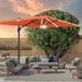 FLAME&SHADE 11.5*9FT Rectangular Cantilever LED Umbrella For Your Outdoor Space â€“ Solution-Dyed Fabric Aluminum Frame and Innovative 360Â° Rotation System Red