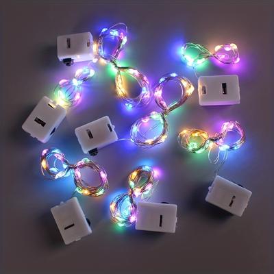 10pcs Copper Wire Led String Lights -mini Fairy Lights Battery Powered, Decorative Curtain , Twinkling Star Lights, Flowers, Holidays, Christmas,weddings, Gardens. Easter Gift