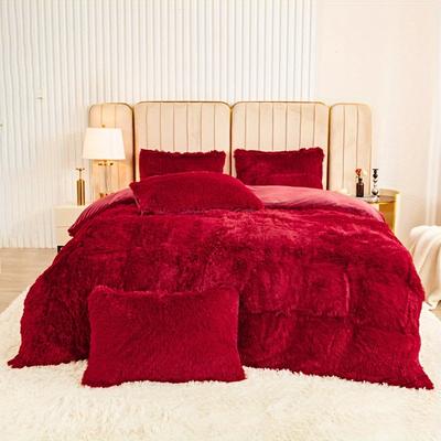 TEMU 3pcs Multicolor Plush Duvet Cover Set - Soft And Warm Bedding For Bedroom, , And Dorm Decor Image