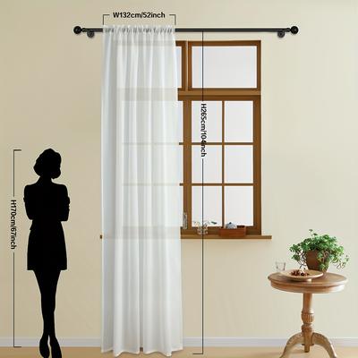 TEMU 1pc Elegant Sheer Curtain For Living Room, Bedroom, And Office - Translucent And Thin With Rod Pocket - Enhance Image