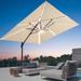 FLAME&SHADE 10*10FT Square Cantilever LED Umbrella For Your Outdoor Space â€“ Solution-Dyed Fabric Aluminum Frame and Innovative 360Â° Rotation System Sand