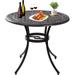 36 inch Round Patio Table Cast Aluminum Outdoor Table 36 Outdoor Dining Table with Umbrella Hole Small Bistro Table for Garden Yard Bronze