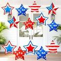 18 Pcs 12 4th of July Inflatable Stars Fourth of July Outdoor Decorations Patriotic Inflatable Star American Flag PVC Balloons Blow up Hanging Star Home Garden Decor for American Independence Day