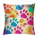 Creowell Pillow Covers Color Dog Paw Prints Modern Sofa Throw Pillow Covers Decorative Porch Patio Outdoor Double Printed Flannel Pillow Case Sweet Home Couch Cushion Case Decor