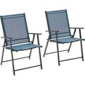 WANLINDZ Outdoor Folding Chair Portable Patio Chair Set of 2 Patio Dining Chairs Stackable Lawn/Camping Chair- 2 Pack Dark Blue