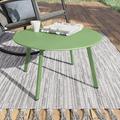 Round Outdoor Coffee Table Weather Resistant Metal Large Side Table for Balcony Porch Deck Poolside Sage Green