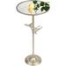 Gold Drink Table Glass Top and Birds in Branch Accent Round End Side Table for Living Room Bedroom Bathroom Office Outdoor Business