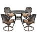 TPHORK 5 Piece Outdoor Patio Dining Set Cast Aluminum Patio Furniture Set for Backyard Garden Deck Poolside 41.3 Round Table and Cushioned Swivel Chairs for 4 Persons