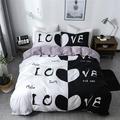 Couples Duvet Cover King Black and White Microfiber Bedding with 2 Pillow Covers Girlfriend Gifts for Anniversary Valentines Day Wedding