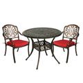 TPHORK 3 Piece Outdoor Patio Dining Set Cast Aluminum Patio Furniture Set for Backyard Garden Deck Poolside 35.4 Round Table and Cushioned Stationary Chairs Set of 3