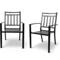 Vilobos Patio Wrought Iron Dining Chairs Set of 2 Outdoor Bistro Stackable Chairs with Armrest Metal Chairs for Garden Poolside Backyard and Porch Supports 397 LBS Black