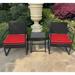 WANLINDZ 3 Piece Outdoor Patio Set Wicker Patio Furniture Sets Bistro Set Wicker Chair Conversation Sets with Coffee Table for Yard Backyard Porch Bistro (RED-Black Wicker)