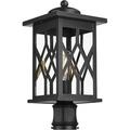 Outdoor Post Light 21 Inch Large Exterior Lamp Post Light Black Waterproof Pole Lantern Light Fixture with Seeded Glass 4FD54P2 BK