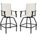 LEVELEVE Patio Bar Set 2pcs Swivel Bar Stools Outdoor Bistro Textilene Furniture Stability All-Weather Set (2 Beige Fabric)