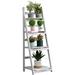 White Ladder Shelf 4-Tier Ladder Shelf Small Ladder Bookshelf Wood Plant Stand with Storage Rack Shelves for Living Room Office Bathroom Wood Frame White