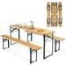 Picnic Table with Benches 3-Piece 70â€� Portable Beer Garden Table with Sturdy Steel Frame Folding Wooden Picnic Tables for Outdoors Patio Backyard