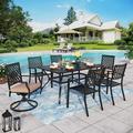 durable & William Patio Dining Set for 6 Outdoor Furniture Set 7 Pieces 4 x Metal Dining Chairs 2 Swivel Chairs with 1 Rectangular Metal Dining Table Outdoor Patio Set for Outdoor L