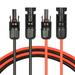 1 Pair 20 Feet Black + 20 Feet Red 10AWG Solar Panel Extension Cable Wire with Female and Male Connector