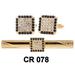 Vittorio Vico Studded Clear Crystal set in Ruby Studded Square Cufflink & Tie Bar Set by Classy Cufflinks