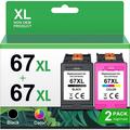 Printer Ink 67XL 67 XXL Replacement for HP 67XL Ink Cartridges Black/Color Combo Pack for HP 67XL XXL Compatible for HP