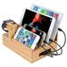 Mobile phone charging station USB charger multiple charging station for multiple devices Smartphone charger for multiple cell phones USB charging station multiple made of bamboo Bamboo