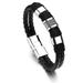 Bracelet for Men Leather with Black Magnetic Stainless Steel Clasp Wrist Cuff Bangle