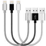 [3 Pack] 10inch MFI Certified Phone Charger Cable - Heavy-Duty Durable Braided Data Sync Lightning to USB Charging Cables Cords for iPhones - Black Silver Grey