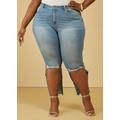 Plus Size High Low Distressed Skinny Jeans