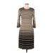 J. McLaughlin Casual Dress - Sheath Crew Neck 3/4 sleeves: Tan Print Dresses - Women's Size Medium