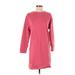 Gap Casual Dress - Shift High Neck 3/4 sleeves: Pink Solid Dresses - Women's Size Small