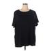 Croft & Barrow Short Sleeve T-Shirt: Black Solid Tops - Women's Size 3X