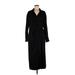 H&M Casual Dress - Shirtdress V Neck Long sleeves: Black Solid Dresses - Women's Size Medium