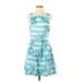Lilly Pulitzer Casual Dress - Mini Crew Neck Sleeveless: Blue Print Dresses - New - Women's Size 4