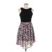 Xhilaration Casual Dress - A-Line High Neck Sleeveless: Black Floral Dresses - Women's Size Medium