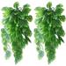 2 Pieces Fake Artificial Ivy Plants Fake Tropical Monstera Palm Leaves for Indoor Outdoor Home Garden Wall Decor Artificial Hanging Vines